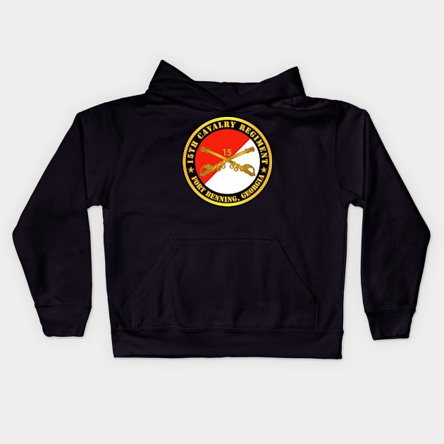 15th Cavalry Regiment -  Ft Benning GA w Cav Branch Kids Hoodie by twix123844